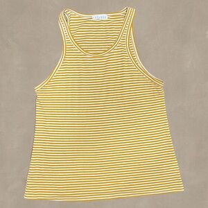 LACAUSA Sleeveless Striped Tank | Yellow & White | L Racerback
